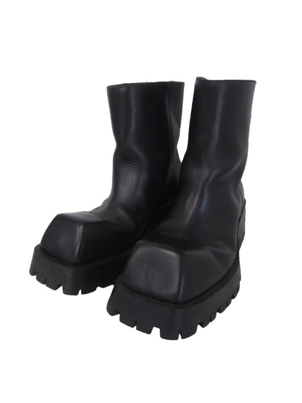 Balenciaga Trooper Boots Leather Shoes Thick Sole Black